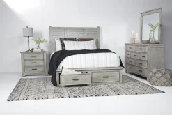 Sullivan Panel Bed W/ Storage, Dresser, Mirror & Nightstand In Drift Gray, Queen