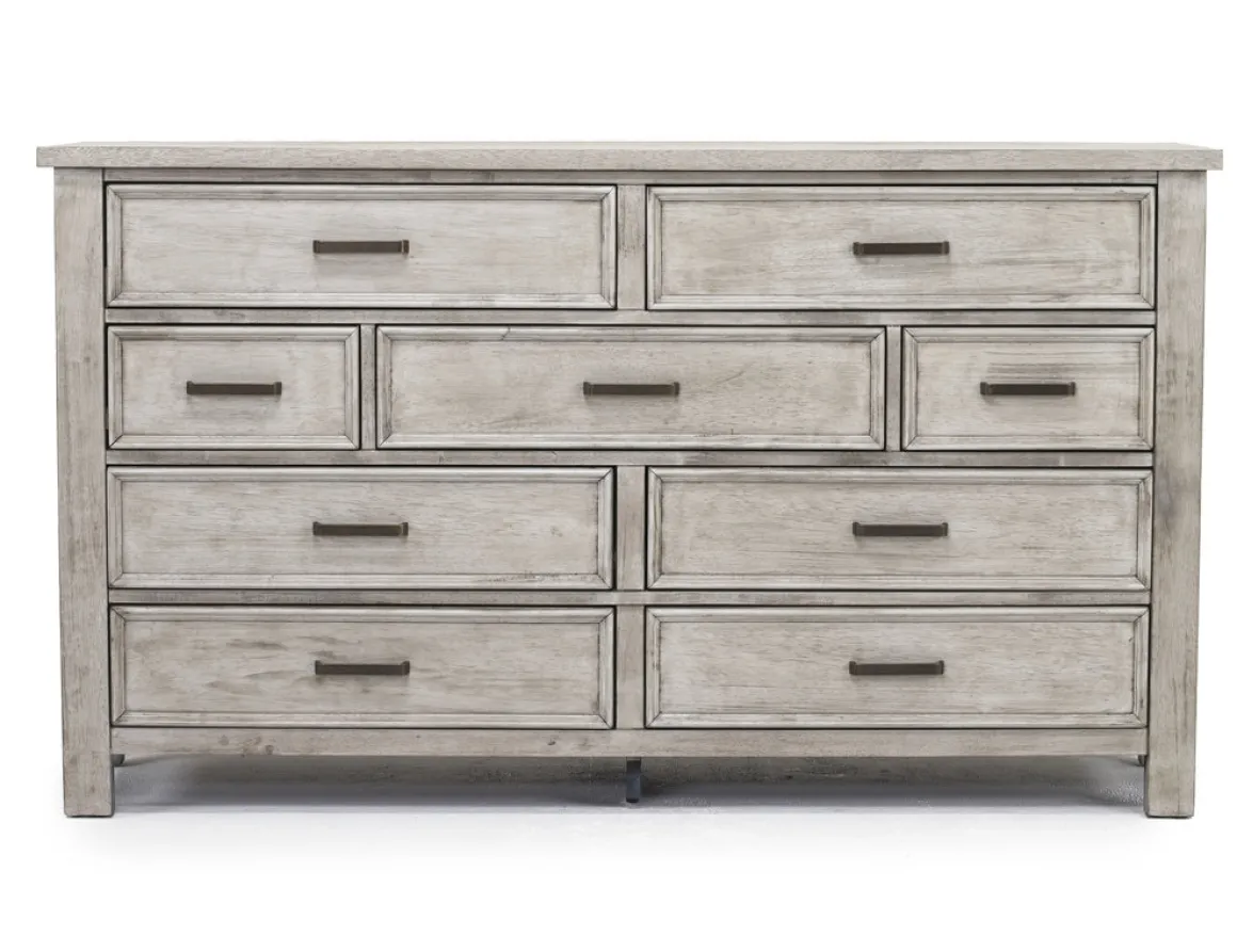 Sullivan Panel Bed W/ Storage, Dresser, Mirror & Nightstand In Drift Gray, Queen