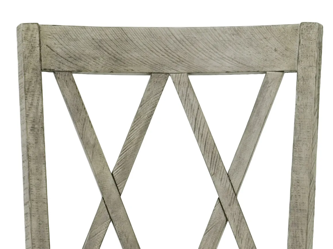 Telluride Dining Table & 4 X-Back Chairs & Bench In Driftwood