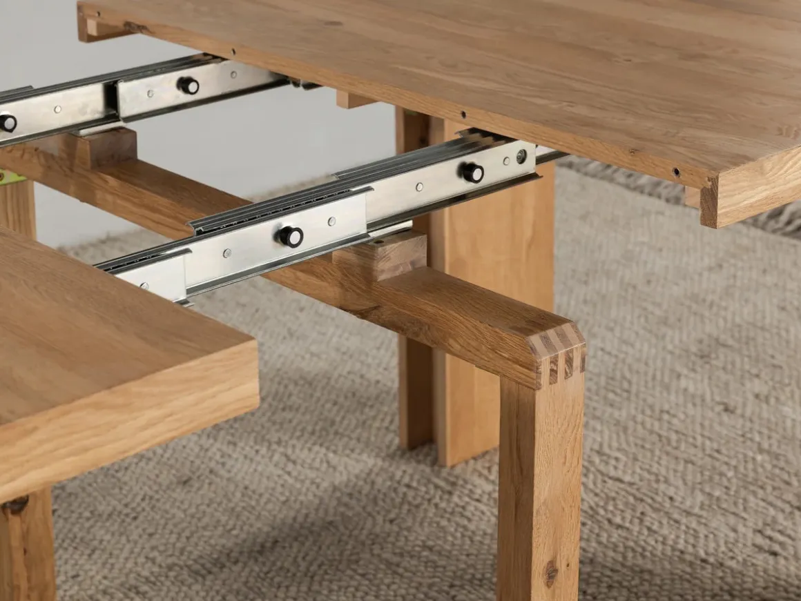 Transformer Extendable Dining Table, 4 Chairs & Bench In Scandinavian Oak