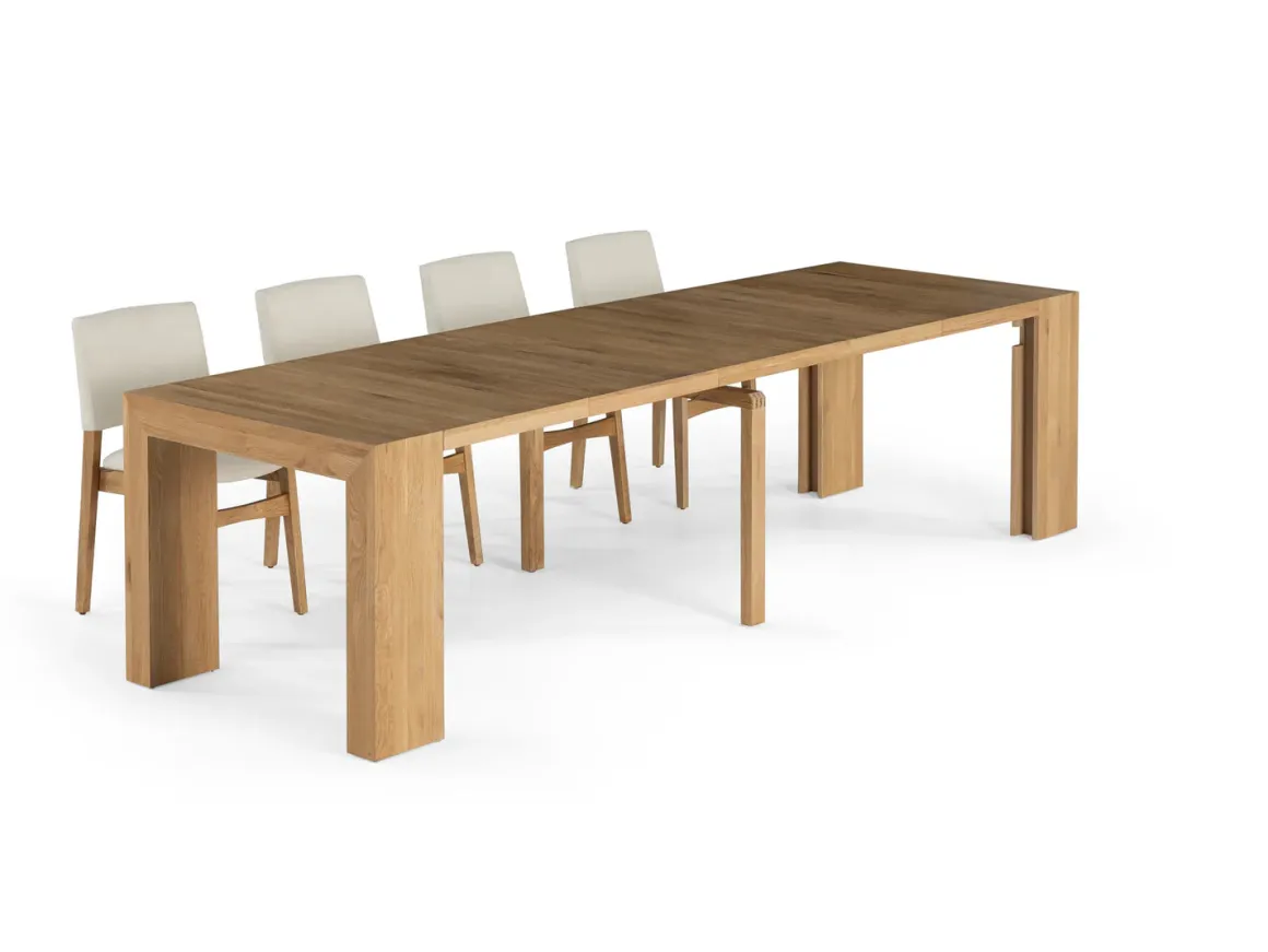 Transformer Extendable Dining Table & 4 Chairs In Scandinavian Oak