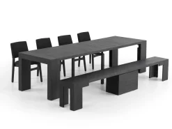 Transformer Round Extendable Dining Bench In Smoked Hickory Dark Gray