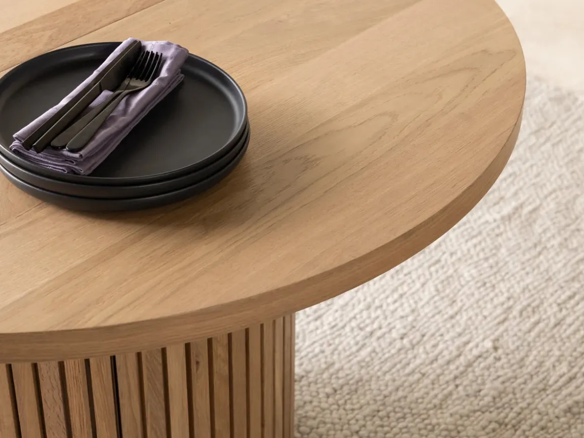 Transformer Round Extendable Dining Table In Scandinavian Oak