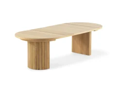 Transformer Round Extendable Dining Table, 4 Chairs & Bench In Scandinavian Oak