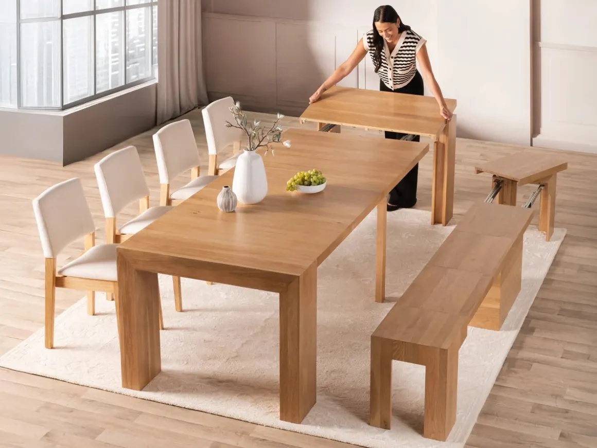 Transformer Stackable Side Chair In Scandinavian Oak & Creamy