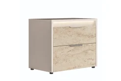 Tullia Nightstand In Pearl Line/Travertino Eco Stone