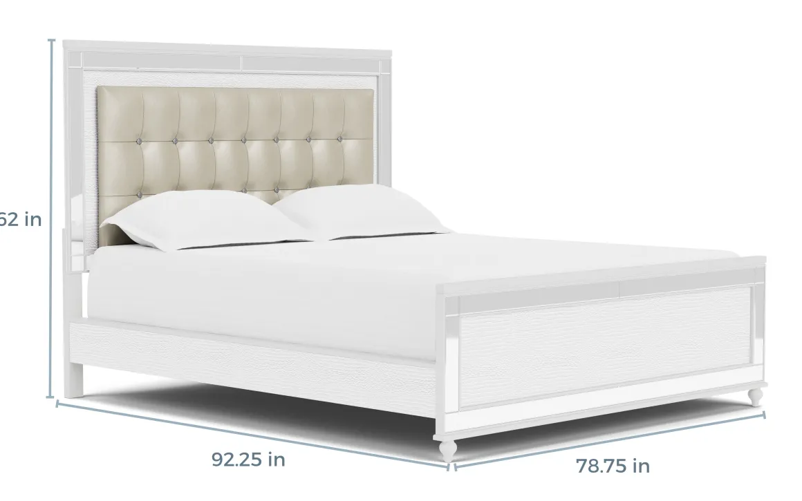 Valentino Panel Bed In White, Twin