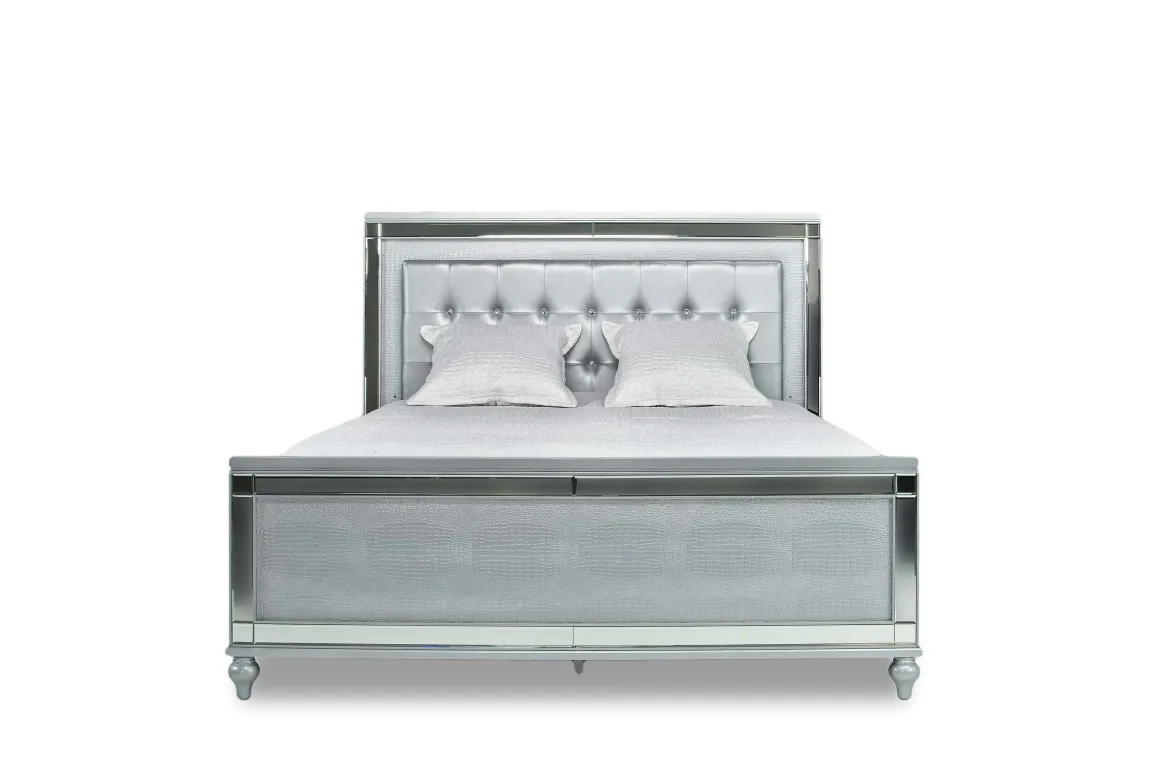 Valentino Panel Bed In White, Twin