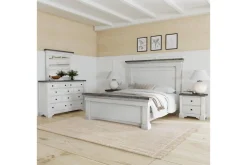 Valley Ridge Panel Bed In White Gray Finish, Queen
