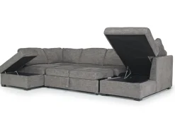 Vivian Full Pullout Tux Chaise Sectional W/ Storage In Gray, Left Facing