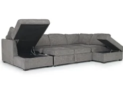 Vivian Full Pullout Tux Chaise Sectional W/ Storage In Gray, Left Facing