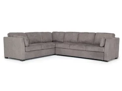 Vivian Full Tux Sleeper Sectional In Gray Fabric, Left Facing