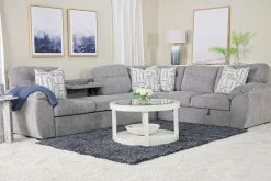 Wanda Queen Tux Sleeper Sectional W/ Drop Table In Gray, Right Facing
