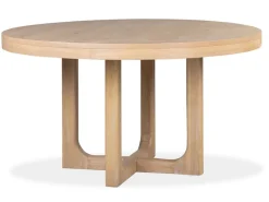 White Oak Round Dining Table & 4 Chairs In Butternut