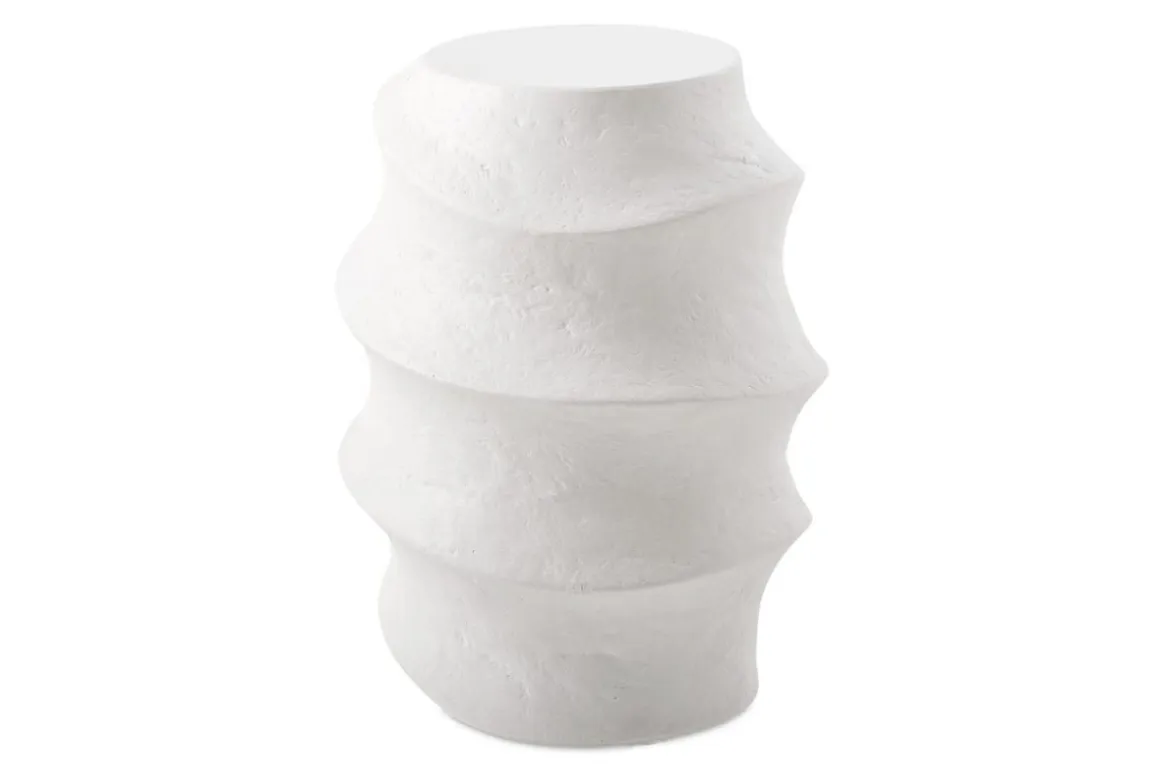 Winded Outdoor Round Accent Table In White