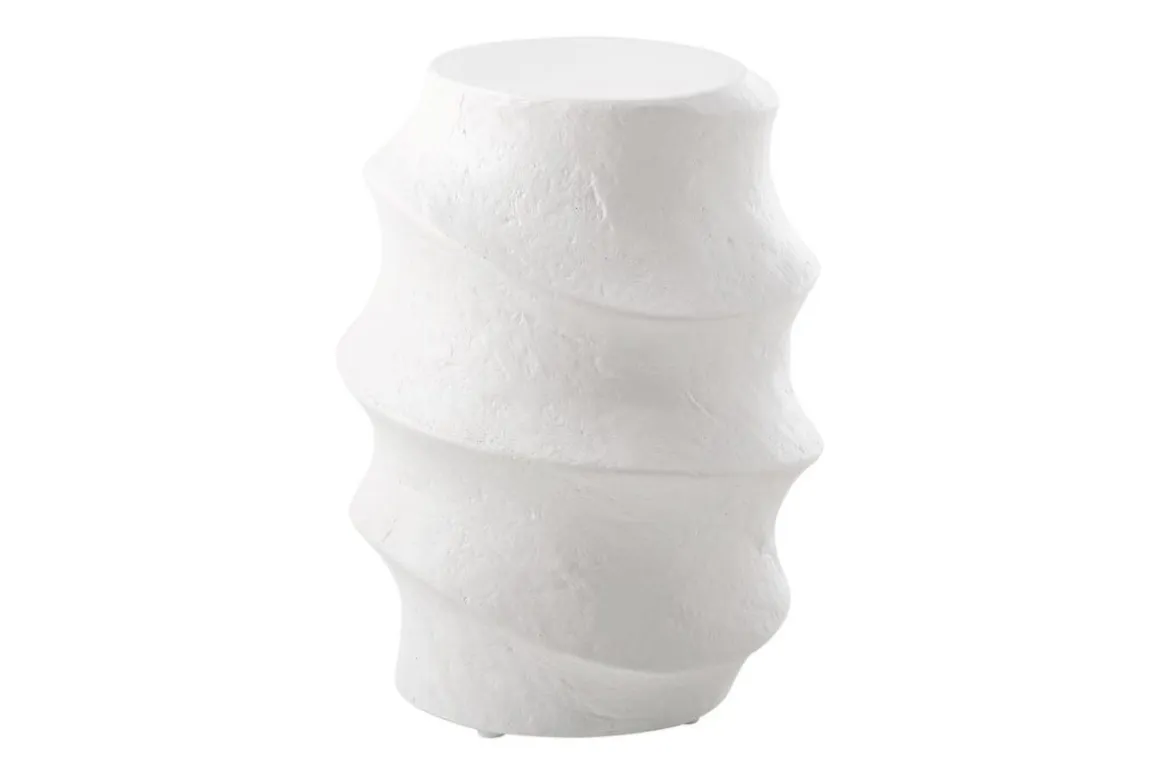 Winded Outdoor Round Accent Table In White