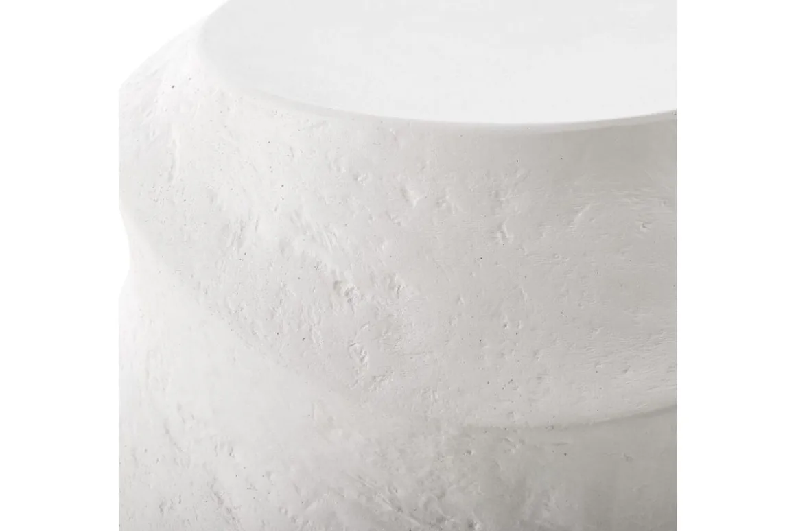 Winded Outdoor Round Accent Table In White