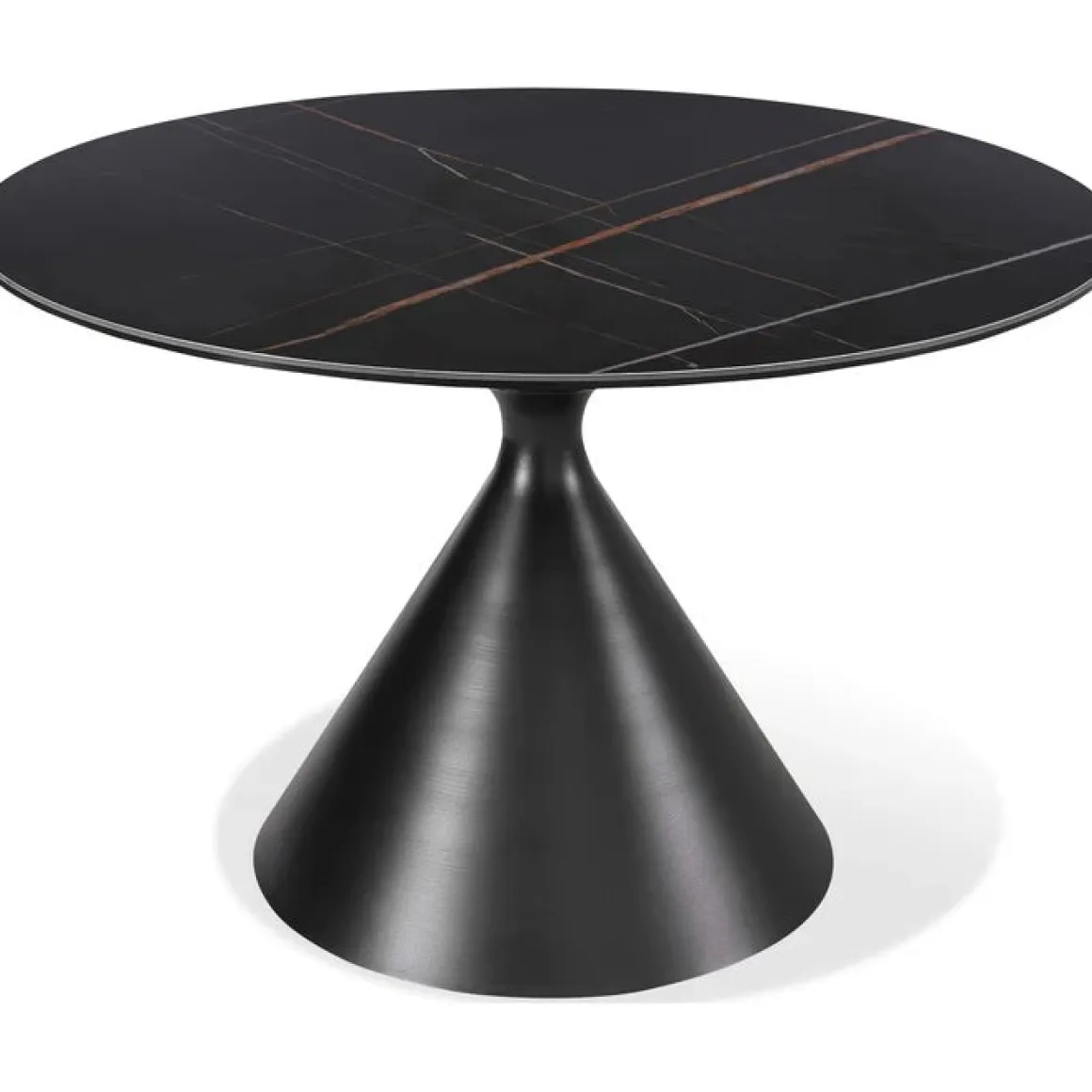 Winston Round Dining Table & 4 Chairs In Black/Ash Gray