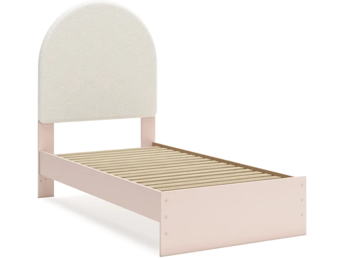 Wistenpine Panel Bed W/ Storage, Dresser, Mirror & Nightstand In Blush, Twin