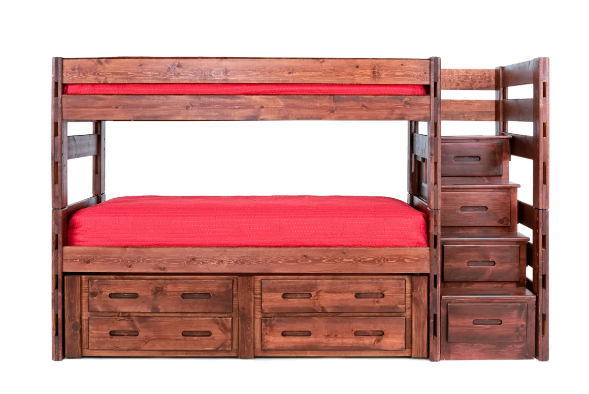 Young Pioneer Bunk W/ Storage Steps & Trundle Bed In Dark Gray, Twin/Twin