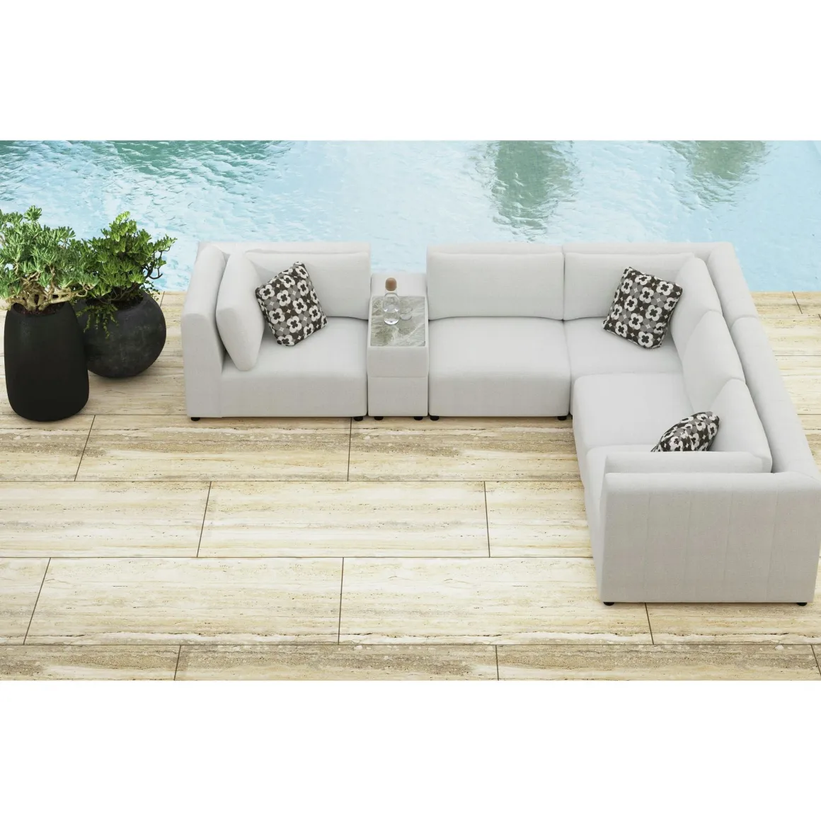 Zandara Outdoor Console W/ Cooler & Speaker In Beige